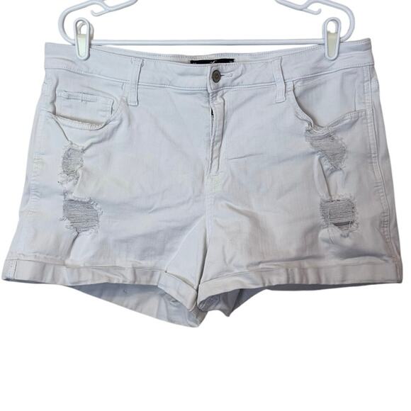 Hollister Curvy High Rise Short Cuffed Size 35 (21) White Summer Preppy Logo - Picture 1 of 7